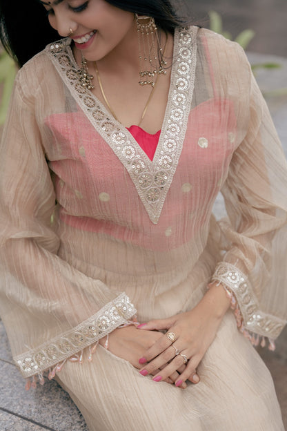 Elegant Peach Anarkali Set