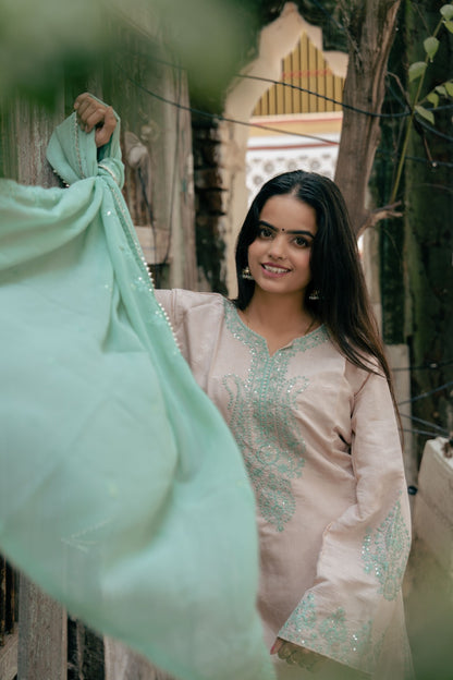 Mint Green Embroidered Suit Set