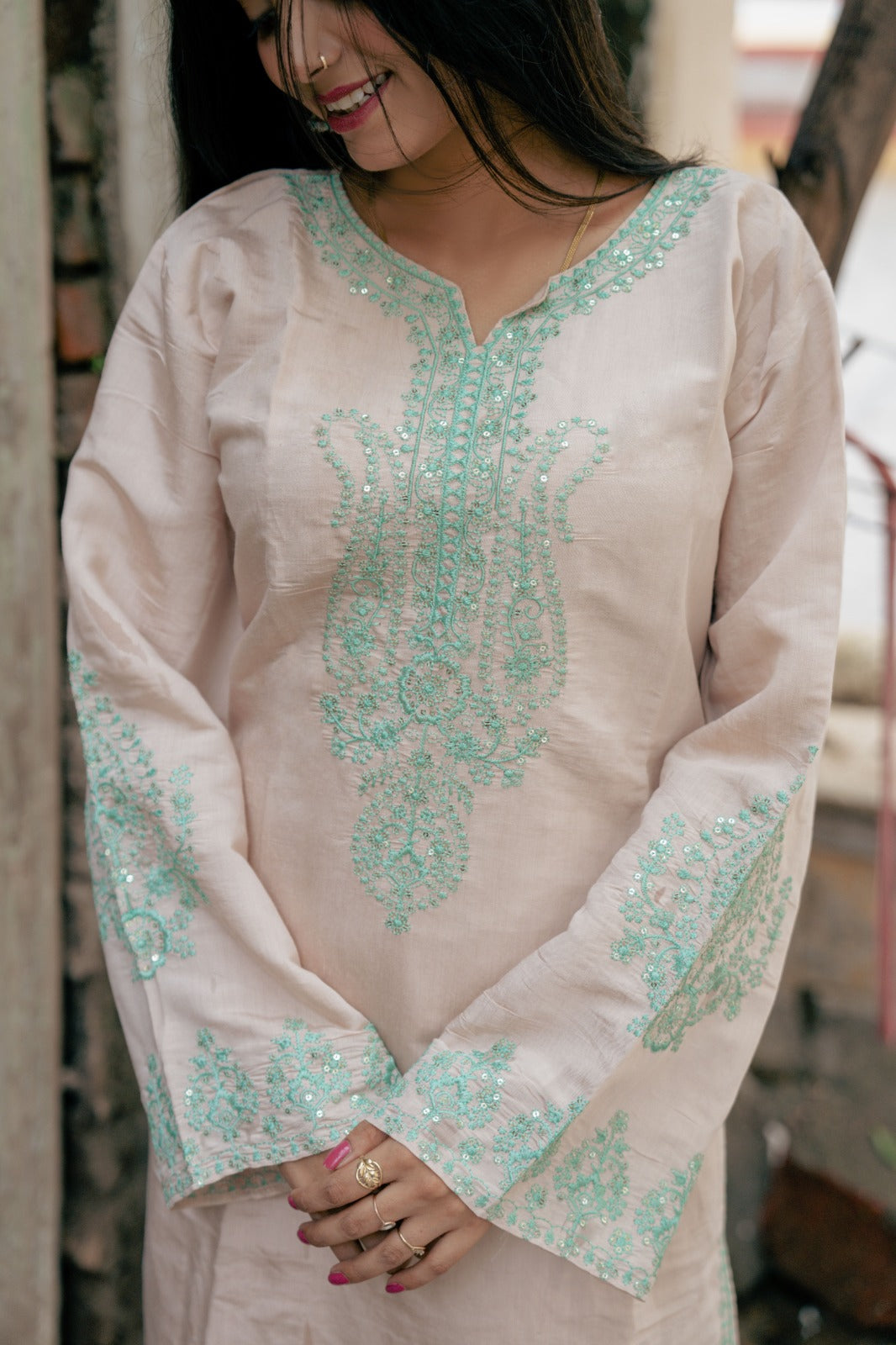 Mint Green Embroidered Suit Set