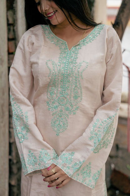 Mint Green Embroidered Suit Set