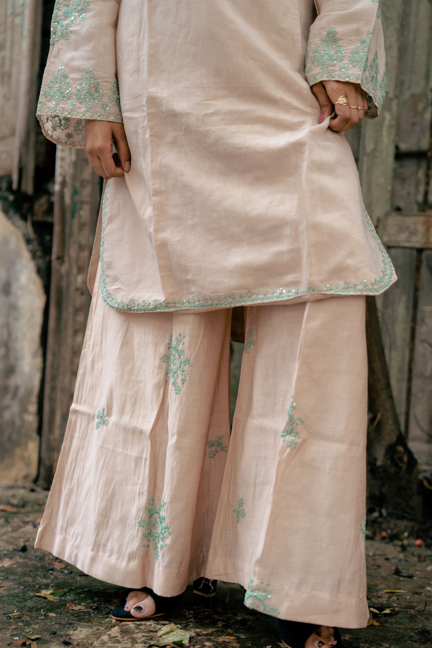 Mint Green Embroidered Suit Set