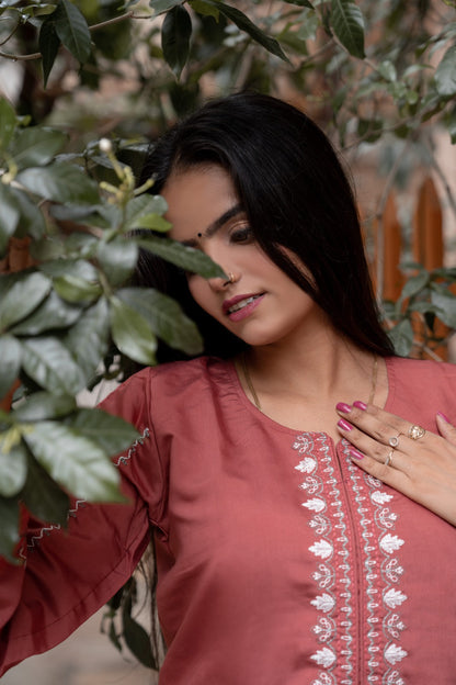 Rosewood Embroidered Kurta Set