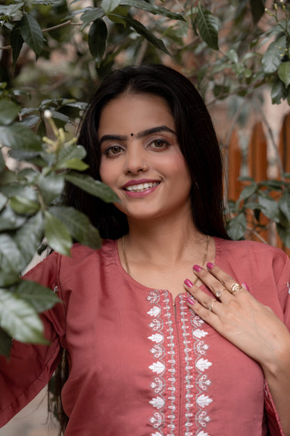 Rosewood Embroidered Kurta Set