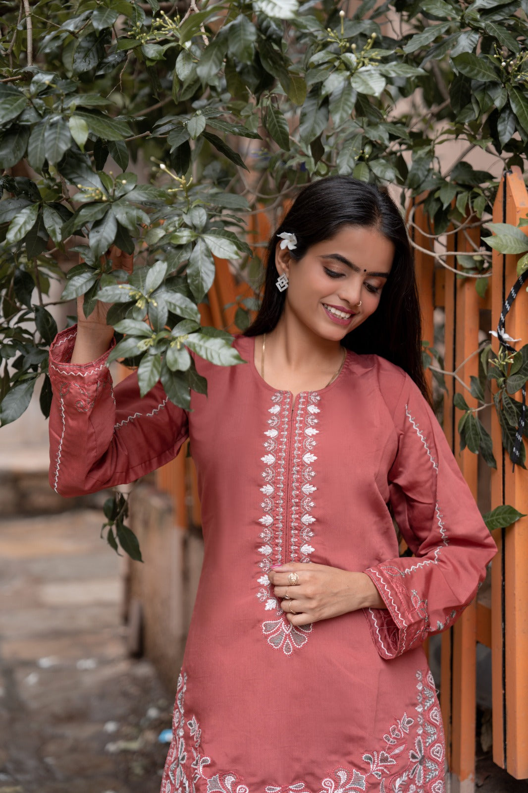 Rosewood Embroidered Kurta Set