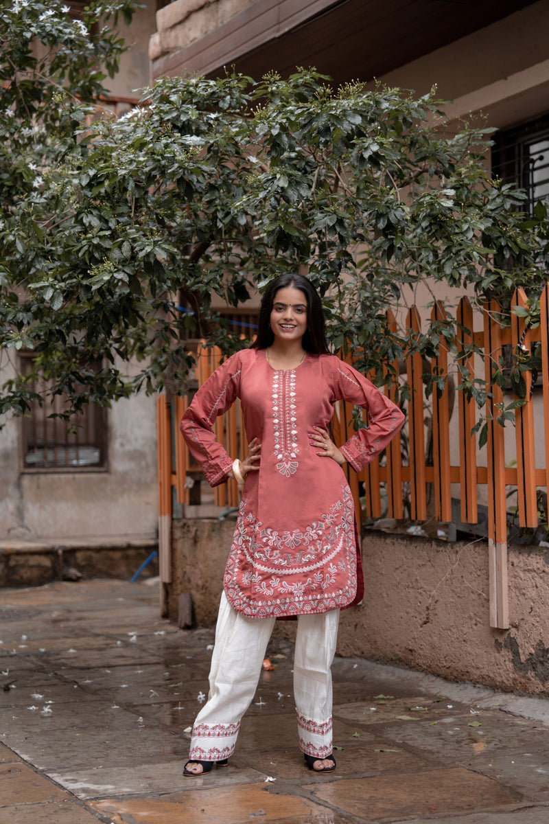 Rosewood Embroidered Kurta Set